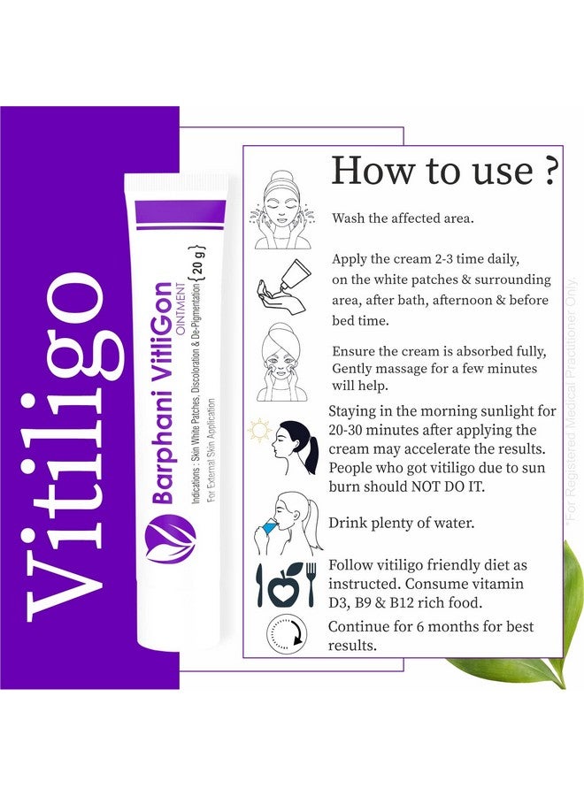 Barphani VitliGon -100% Natural Ayurvedic Vitiligo Cream Super Effective on Vitiligo White Patches Discoloration of Skin Safed Daag Leukoderma 120g - Image 4