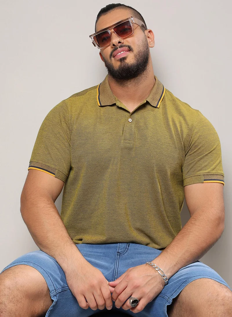 Instafab Plus Men's Solid Olive Green Regular Fit Casual T-Shirt