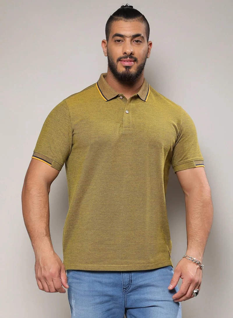 Instafab Plus Men's Solid Olive Green Regular Fit Casual T-Shirt