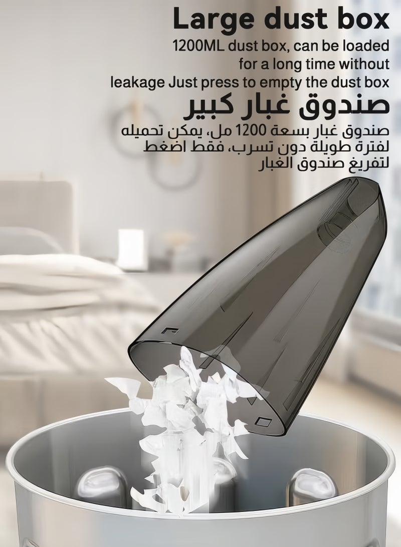 بوليفياز مكنسة كهربائية 3 في 1 مكنسة يدوية طويلة بسلك طوله 5 أمتار خفيفة الوزن وقوية 1000 واط 14000 باسكال شفط 1.2 لتر سعة كبيرة نظام ترشيح مركزي ممتاز للسيارة المنزل المطبخ الشعر - أبيض - Image 5