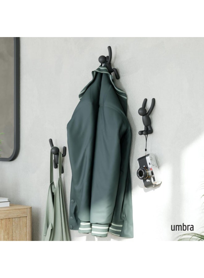 Umbra Buddy Wall Hooks – Decorative Wall Mounted Coat Hooks for Hanging Coats, Scarves, Bags, Purses, Backpacks, Towels and More, Set of 3, Black - Image 4