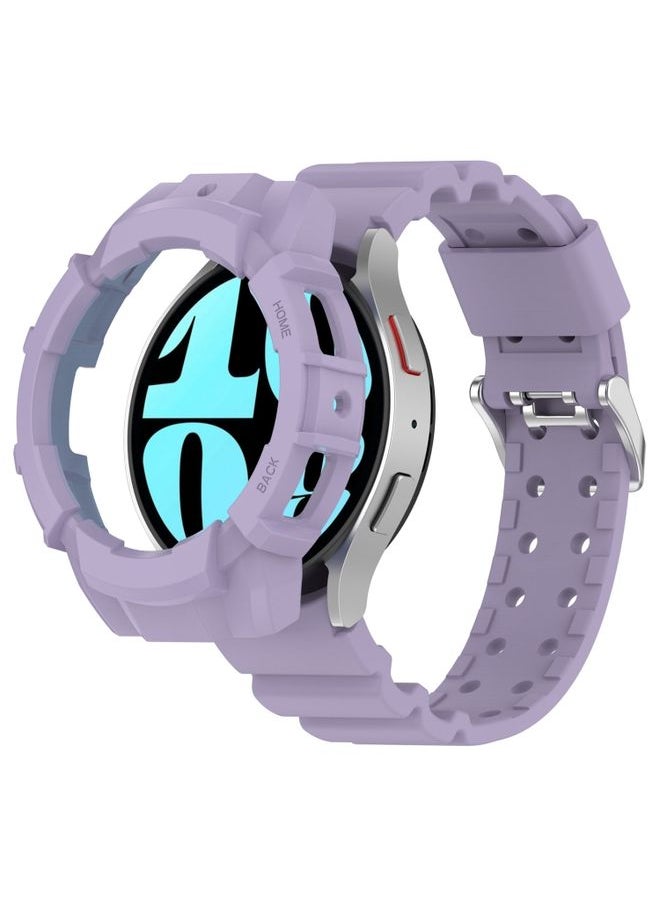 Generic - Replacement Strap For Samsung Galaxy Watch 6 40mm Armor Silicone Watch Band + Watch Case Set Purple - Image 1
