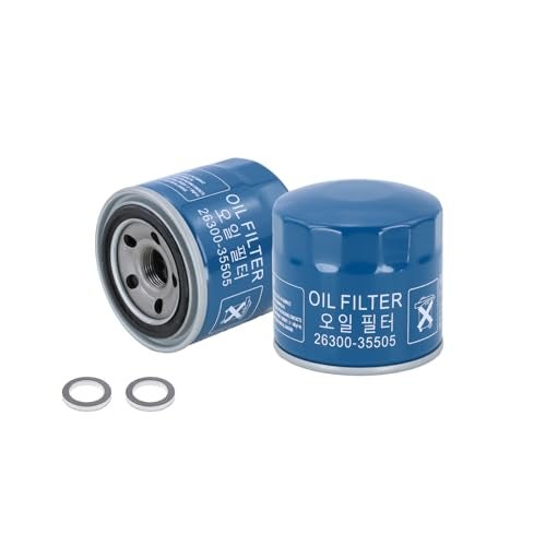 Kefly 2630035505 Engine Oil Filters Fits for Hyundai Elantra Tucson Santa Fe Kia Sportage Forte Seltos with Drain Plug Gasket 2 PCS - Image 1