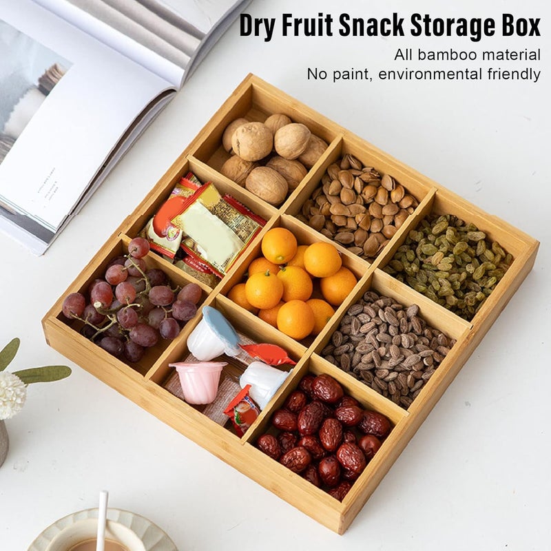 Snack Serving Tray, Divided Serving Tray for Dried Fruit and Appetizers, Paint Free Board with Removable Panels for Party Restaurant Use (9 Slots) - Image 2