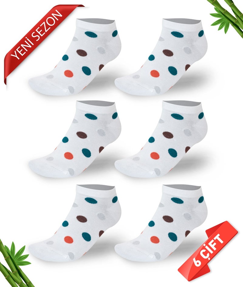 DAYCO Glitter Detailed Polka Dot Women's Bamboo Booties Socks Set of 6 