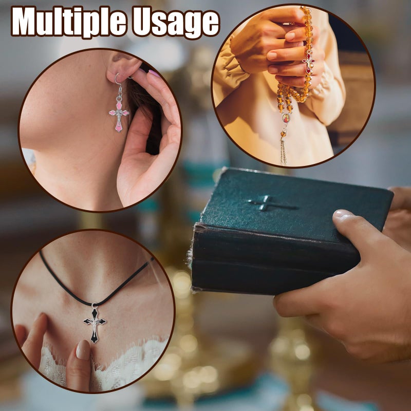 Trnayi 200 Pcs Rosary Making Kits Supplies Cross and Center Medal Charm Alloy Picture Religious Charms Crucifix Pendant for DIY Jewelry Making Prayer Bracelet Necklace Earring (Classic) - Image 5