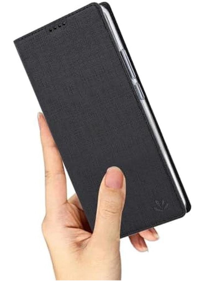 Case For Xiaomi Mi Note 10 Lite Cloth Texture Pu Leather With Soft Tpu Inner Shell Holster Hidden Magnetic Adsorption Flip Cover Case For Xiaomi Mi Note 10 Lite Mi Note 10 Lite Black