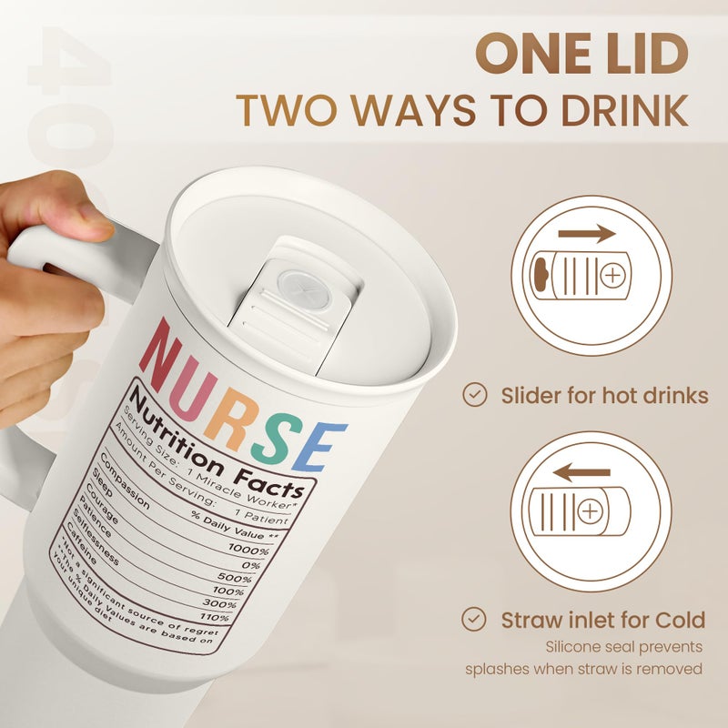 SANDJEST Nurse Tumbler with Handle 40oz  Stainless Steel Tumblers Coffee Travel Mug Cups with Straw  Nurse Appreciation Gifts for Women Female Nurses  Nursing Gift for Birthday Christmas Nurse Week - Image 5
