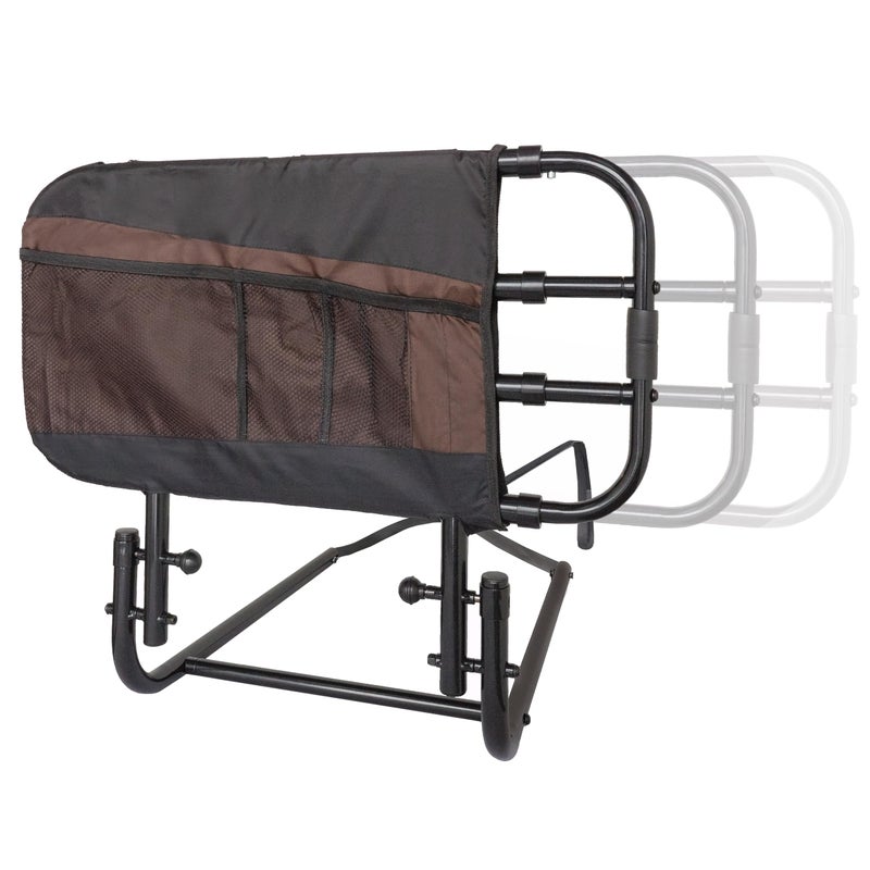 Stander EZ Adjust Bed Rail, Adjustable Senior Bedrail and Safety Assist Railing for Elderly Adults with Organizer Pouch, ASTM Safety Approved Guard-Rail, Black - Image 1