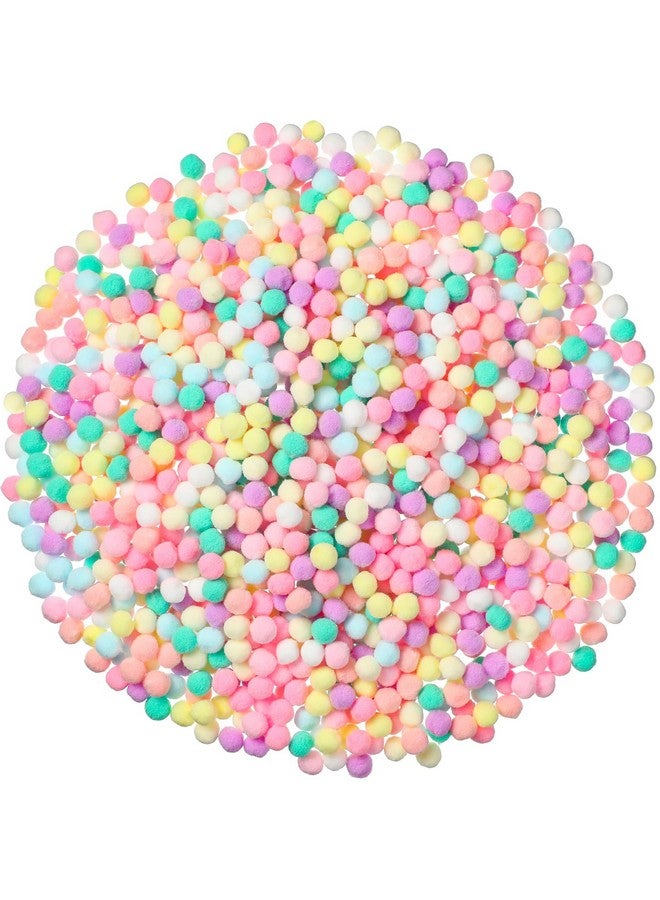 Tegeme 2000 Pieces Pom Poms 1 Cm Assorted Pompoms And Crafts Fuzzy Balls For Diy Arts And Craft Making Decorations (Light Colors) - Image 1