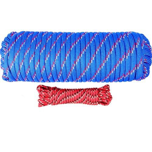 Wellmax Diamond Braid Nylon Rope, 1/2in X 100FT with Bonus 1/4in x25FT Cord UV Resistant, High Strength and Weather Resistant - Image 1