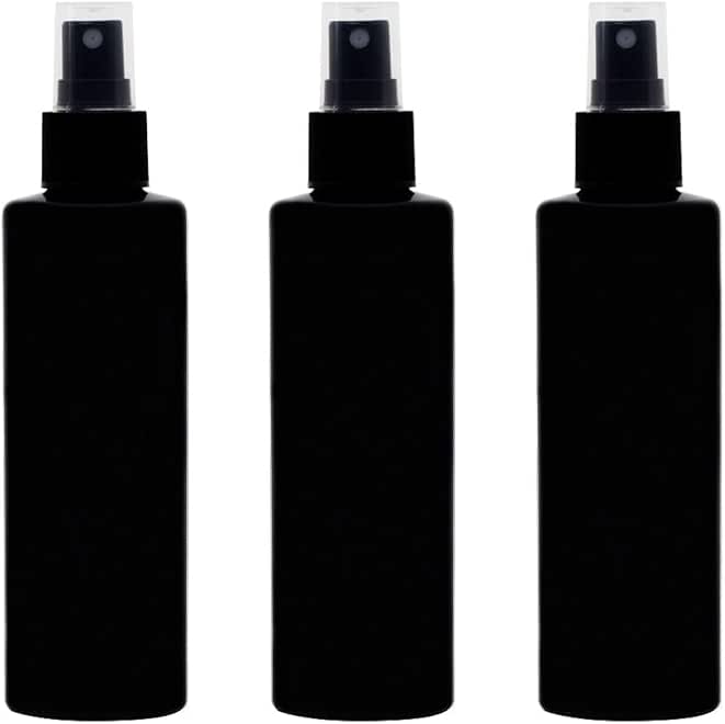 Artistic 3 Pack Plastic Spray Bottle 200ml Black Color Medium Mist Bottle Healthy Empty Refillable Cosmetic Travel Refillable