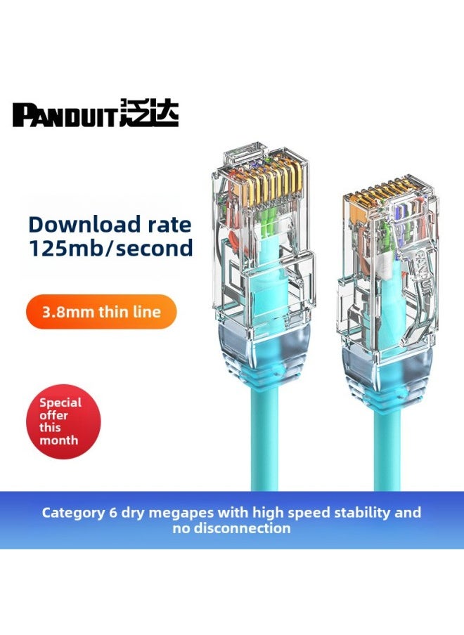 Generic Fanda Panduit Class 6 Fine Network Cable Unshielded Finished Jumper Home Router Computer Broadband Gigabit-Color:Ice Lake Blue-Line Length:2m  - Image 1