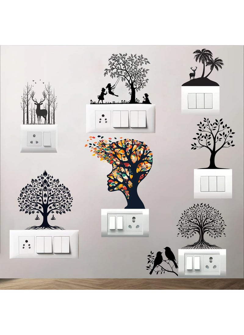 Generic Tree Theme Silhouette Switch Panel Stickers 8 Pack Wall Decoration Self Adhesive PVC Black  - Image 5