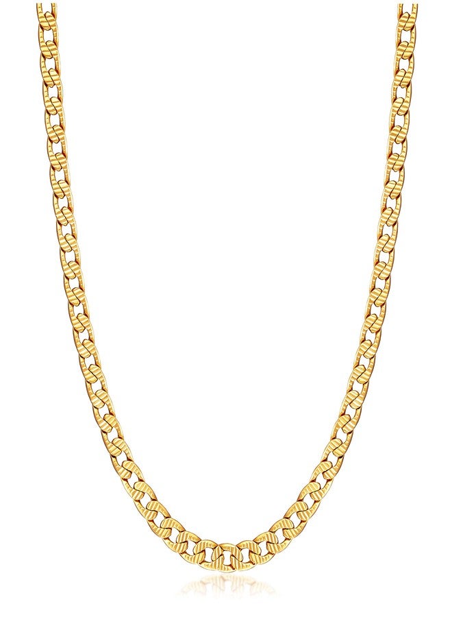 Barzel 18k Gold Plated Diamond Cut Cuban Link Chain Necklace 5MM (22, Diamond Cut CU100) - Image 1