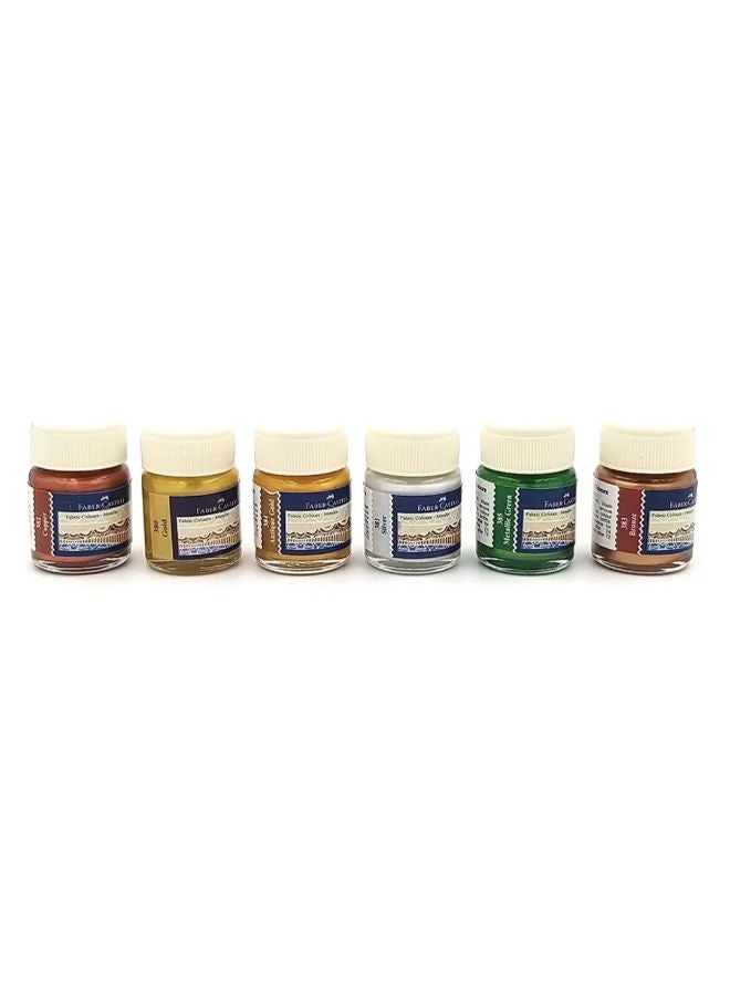 FABER-CASTELL A Set Of Metallic Fabric Colors, 6-Color Jars, And A Plastic Box - Image 2