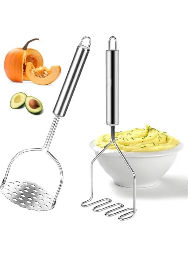 HOOKOR 2Pcs Potato Masher, Heavy Duty Stainless Steel Integrated Masher Kitchen Tool Wire Masher for Potatoes, Avocados, Beans, or Fruit & Vegetables  - Image 1