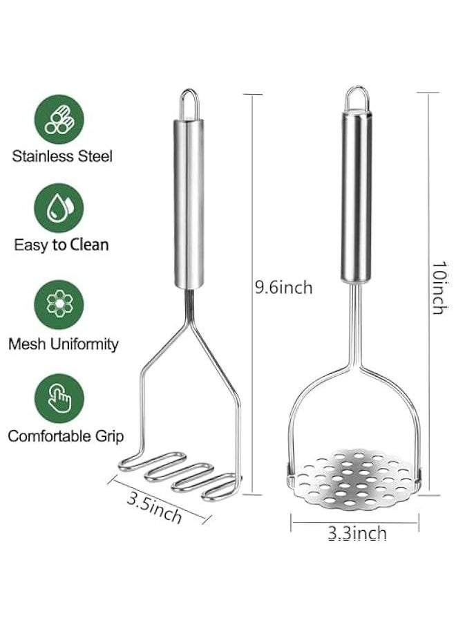 HOOKOR 2Pcs Potato Masher, Heavy Duty Stainless Steel Integrated Masher Kitchen Tool Wire Masher for Potatoes, Avocados, Beans, or Fruit & Vegetables  - Image 2