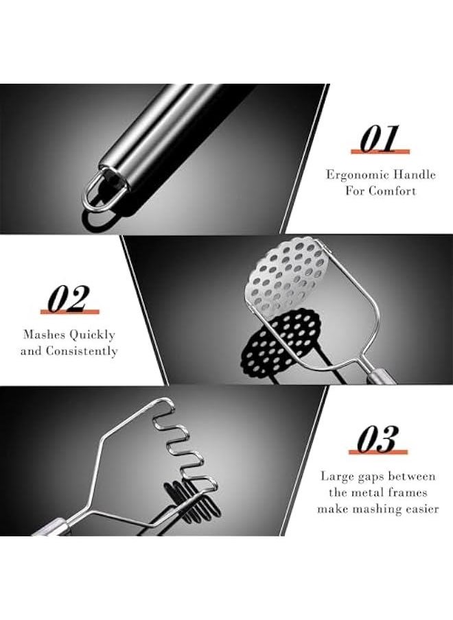 HOOKOR 2Pcs Potato Masher, Heavy Duty Stainless Steel Integrated Masher Kitchen Tool Wire Masher for Potatoes, Avocados, Beans, or Fruit & Vegetables  - Image 4
