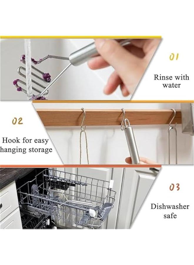 HOOKOR 2Pcs Potato Masher, Heavy Duty Stainless Steel Integrated Masher Kitchen Tool Wire Masher for Potatoes, Avocados, Beans, or Fruit & Vegetables  - Image 5
