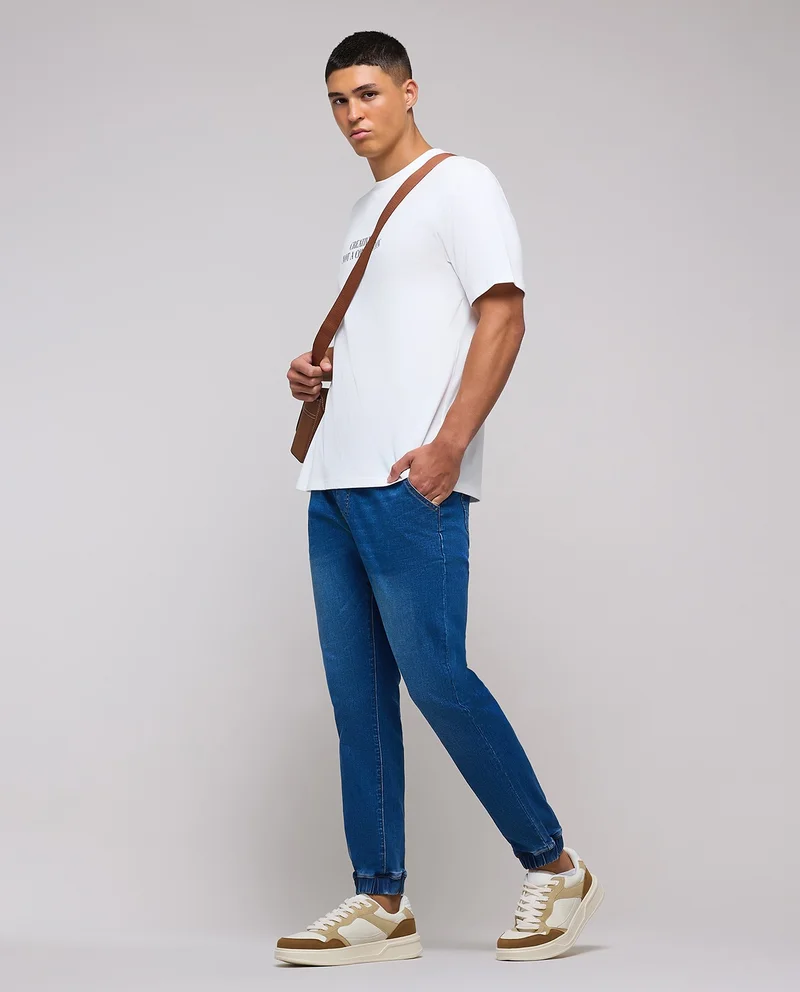 R&B Faded Jogger Jeans with Drawstring Waist
