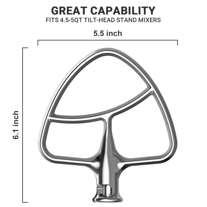 InnoMoon Stainless Steel Flat Beater for KitchenAid Stand Mixer, Paddle Attachment for KitchenAid Mixer Attachments, Fits 4.5-5Qt Tilt-Head Stand Mixers, Dishwasher Safe Beater Replacement by InnoMoon - Image 3