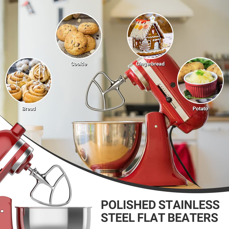 InnoMoon Stainless Steel Flat Beater for KitchenAid Stand Mixer, Paddle Attachment for KitchenAid Mixer Attachments, Fits 4.5-5Qt Tilt-Head Stand Mixers, Dishwasher Safe Beater Replacement by InnoMoon - Image 4