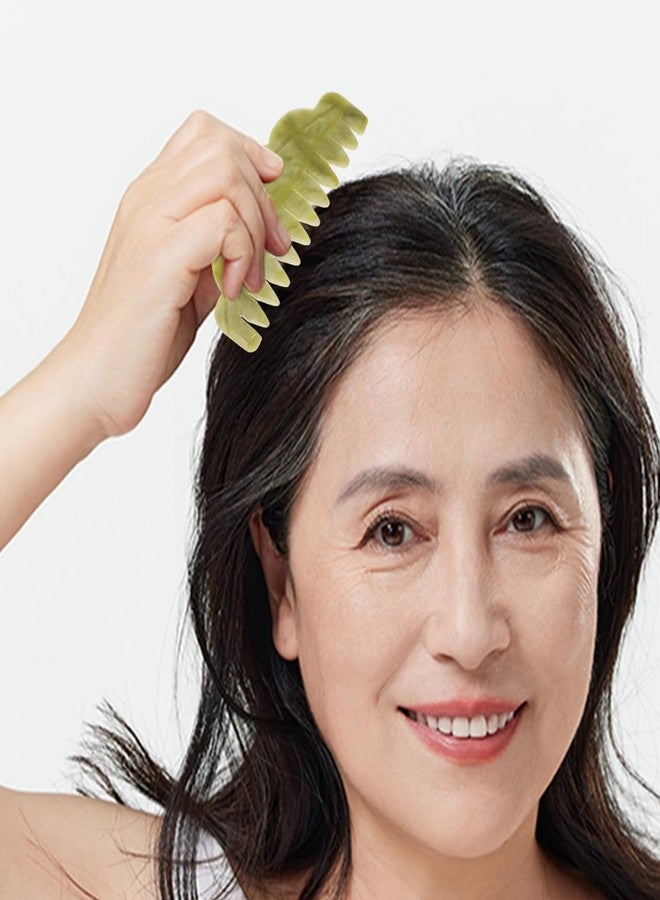 كالوري مشط تدليك الشعر من اليشم من كالوري للعناية بفروة الرأس، أداة لتصفيف الشعر بسطح أملس مضاد للكهرباء الساكنة، مصنوع من اليشم الطبيعي للعناية بالشعر في المنزل وتدليك مريح لفروة الرأس - Image 2