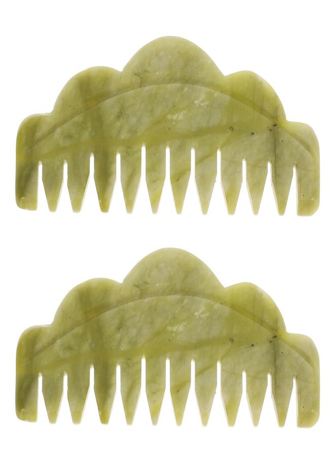 كالوري مشط تدليك الشعر من اليشم من كالوري للعناية بفروة الرأس، أداة لتصفيف الشعر بسطح أملس مضاد للكهرباء الساكنة، مصنوع من اليشم الطبيعي للعناية بالشعر في المنزل وتدليك مريح لفروة الرأس - Image 1