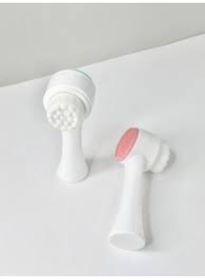 Double Face Cleanser Face Brush Soft Hair Silicone Face Washer Manual Makeup Remover Deep Cleansing Brush Random Color - Image 2