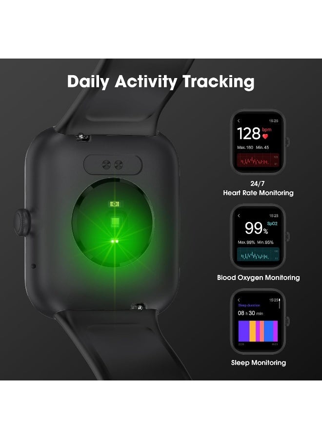 EURANS ساعة EURANS الذكية 44 مم، شاشة AMOLED دائمة التشغيل ساعة لياقة بدنية مع مراقب معدل ضربات القلب/مراقب النوم عداد الخطوات عداد السعرات الحرارية، مقاومة للماء IP68 متعقب النشاط متوافق مع أندرويد وآي أو إس باللون الأسود - Image 1