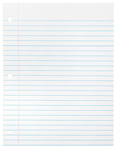 School Smart Sulphite 3-Hole Punched Theme Pad, 8-1/2 x 11 Inches, White, 100 Sheets - Image 1