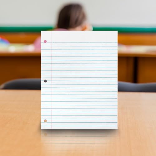 School Smart Sulphite 3-Hole Punched Theme Pad, 8-1/2 x 11 Inches, White, 100 Sheets - Image 2