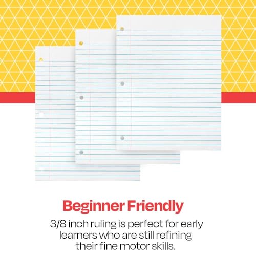 School Smart Sulphite 3-Hole Punched Theme Pad, 8-1/2 x 11 Inches, White, 100 Sheets - Image 5
