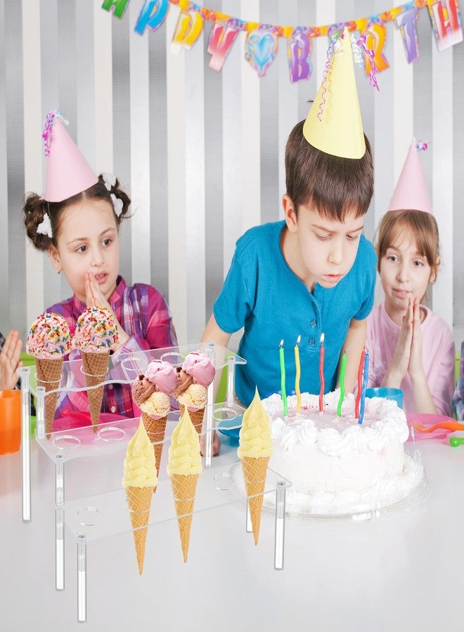 حامل كب كيك بـ 15 فتحة - حامل مخروط آيس كريم بثلاث طبقات، مصنوع من الأكريليك الشفاف بقطر 1.26 بوصة، مناسب للحفلات والعروض. - Image 4