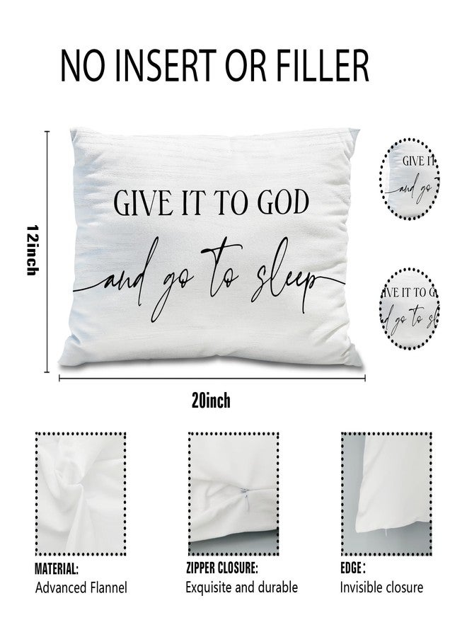Knibeo Give It to God and Go to Sleep, Decorative Pillows Covers for Bed, Throw Pillows Cover for Bed,12x20 Pillow Cover,Decorative Bed Pillows for Bedroom Room(12x20, White) - Image 3