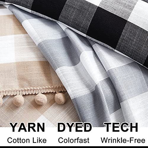 Treatmentex White Grey Buffalo Check Curtains 84inch Long Farmhouse Gingham Linen Semi Sheer Rustic Drapes Window Treatment Sets for Living Room Bedroom 2 Panels Rod Pocket - Image 5