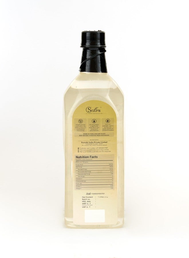 SUTRA Extra Virgin Coconut Oil 1L | Cold Pressed | Edible Grade | Hair & Skin Care Oil | Pure Tenginakayi Enne - Image 2