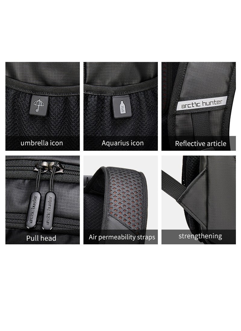 ARCTIC HUNTER حقيبة ظهر للسفر Daypack مقاومة للماء والخدش بسعة 30 لتر مع منفذ USB/سماعة رأس مدمج للرجال والنساء B00388 أزرق  - Image 5