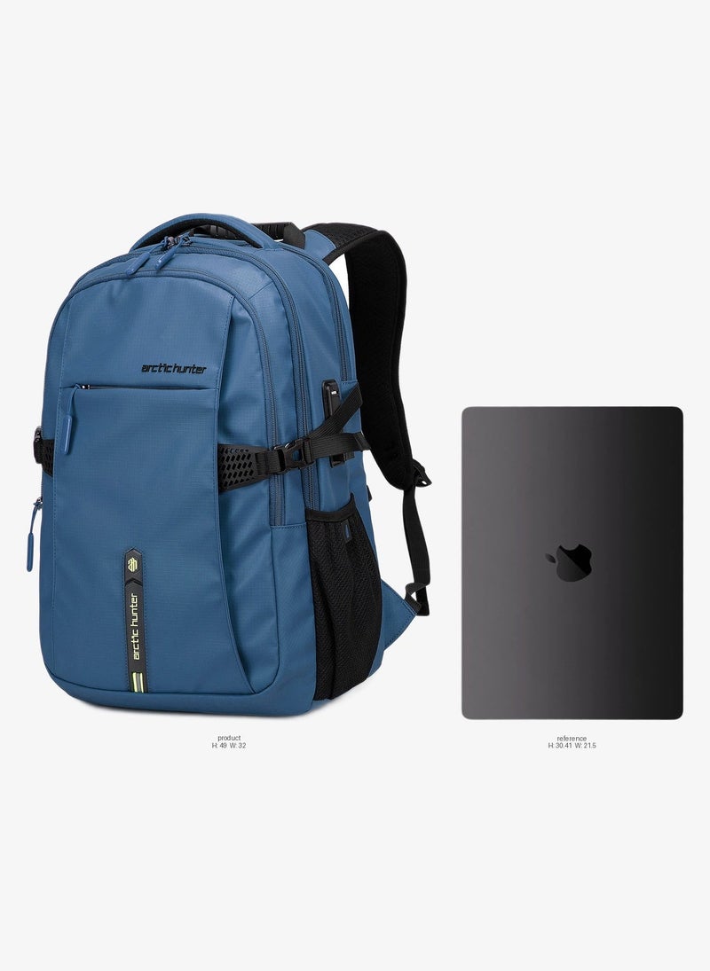ARCTIC HUNTER Travel Daypack Water Repellant Scratch Resistant 30L Backpack with Built In USB/Headphone Port for Men and Women, B00388, Blue - Image 3