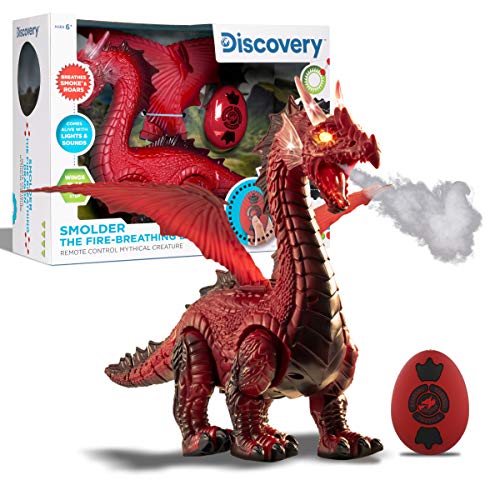 Discovery Fire-Breathing RC Dragon with Smoke Breath, Walking, Wing Flapping, Realistic Roaring Sounds| Light-Up Large Dinosaur Toy| Remote Control Robot Dino Mythical Creature| Kids Boys Gift| Age 6+ - Image 1