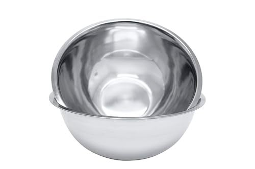 Great Credentials 8 Quart, Set of 2, Mixing Bowls, Stainless Steel, Professional Chef, Commercial Kitchen, 13.25 Inches Diameter, Flat Base - Image 1