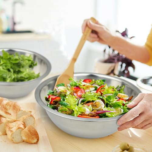 Great Credentials 8 Quart, Set of 2, Mixing Bowls, Stainless Steel, Professional Chef, Commercial Kitchen, 13.25 Inches Diameter, Flat Base - Image 5