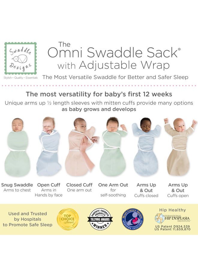 SwaddleDesigns Organic Omni Swaddle Sack, Arms Up Swaddle with Half-Length Sleeves & Mitten Cuffs, Easy Swaddle Transition, Soft Blue, 0-3 Month - Image 3