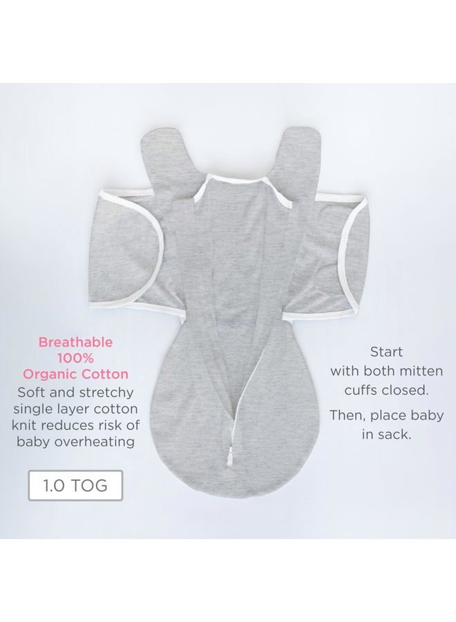 SwaddleDesigns Organic Omni Swaddle Sack, Arms Up Swaddle with Half-Length Sleeves & Mitten Cuffs, Easy Swaddle Transition, Soft Blue, 0-3 Month - Image 5