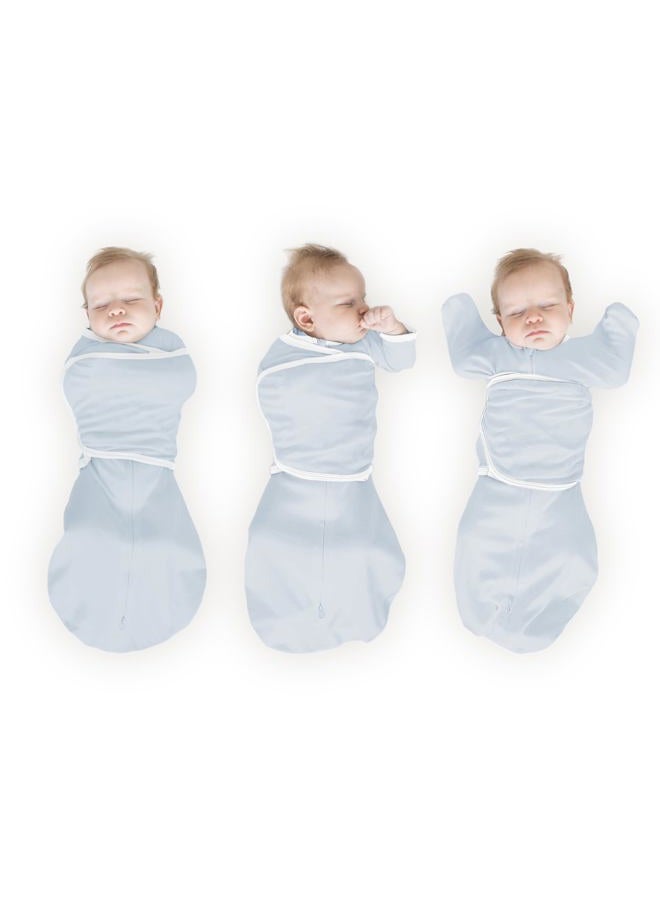 SwaddleDesigns Organic Omni Swaddle Sack, Arms Up Swaddle with Half-Length Sleeves & Mitten Cuffs, Easy Swaddle Transition, Soft Blue, 0-3 Month - Image 1