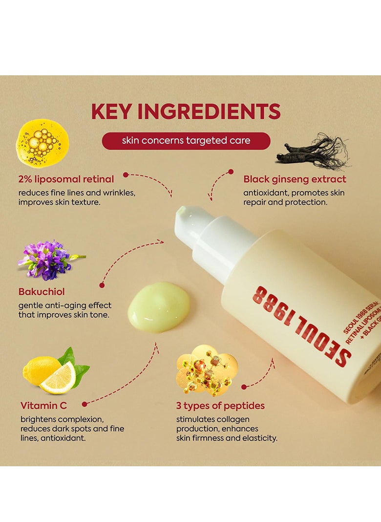 K-SECRET SEOUL 1988 Serum : Retinal Liposome 2% + Black Ginseng, 30ml  - Image 3
