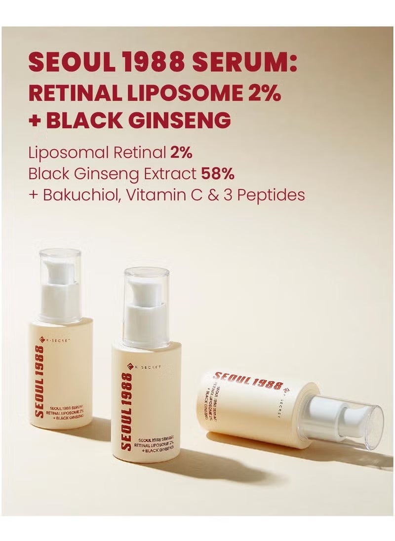 K-SECRET SEOUL 1988 Serum : Retinal Liposome 2% + Black Ginseng, 30ml  - Image 2