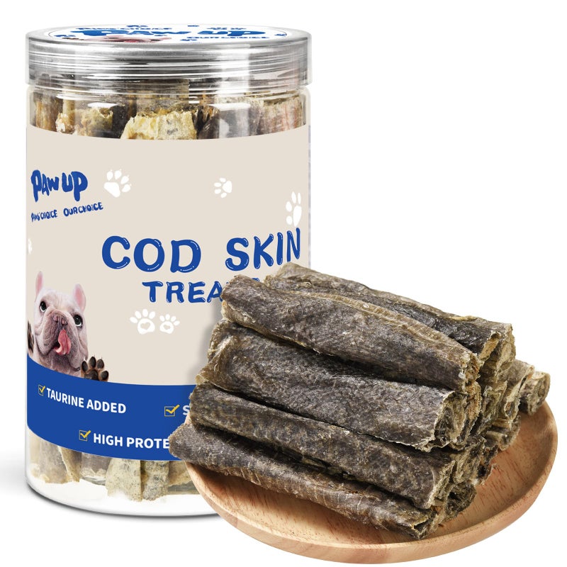 PAWUP Dog Treats, Cod Skins Dog Treat with Taurine, One-Ingredient Grain-Free Chew Fish Skin Rolls Rich in Omega3, 8 oz (4-6 Count) - Image 1