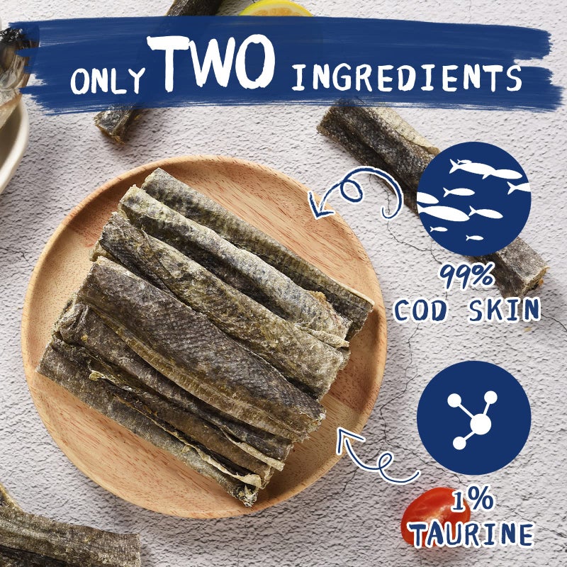 PAWUP Dog Treats, Cod Skins Dog Treat with Taurine, One-Ingredient Grain-Free Chew Fish Skin Rolls Rich in Omega3, 8 oz (4-6 Count) - Image 4